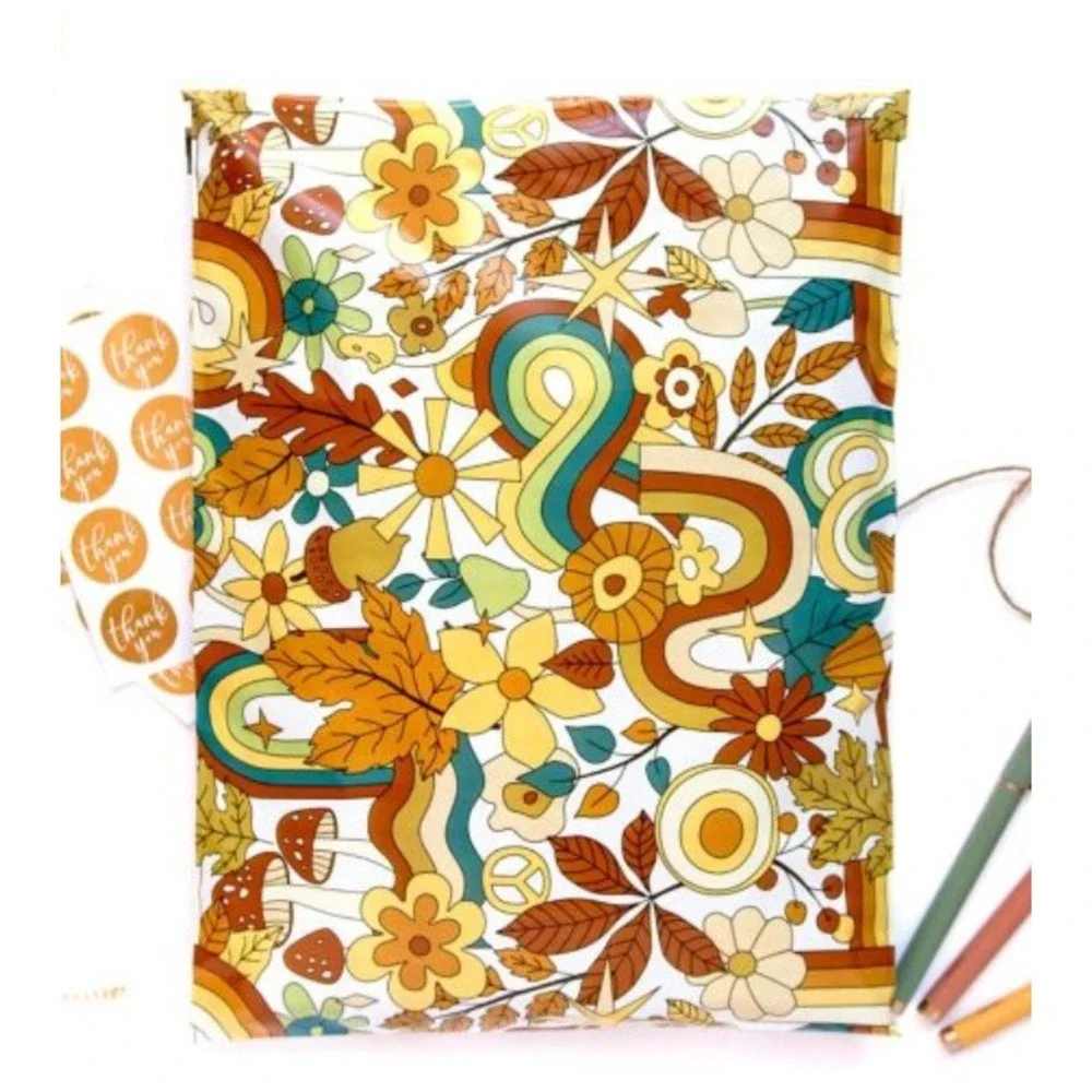 Reseller Starter Retro Groovy Floral (10x13+6x9) Poly Mailers with Inkjet lables